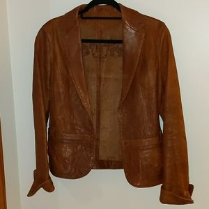 Genuine leather Western style jacket